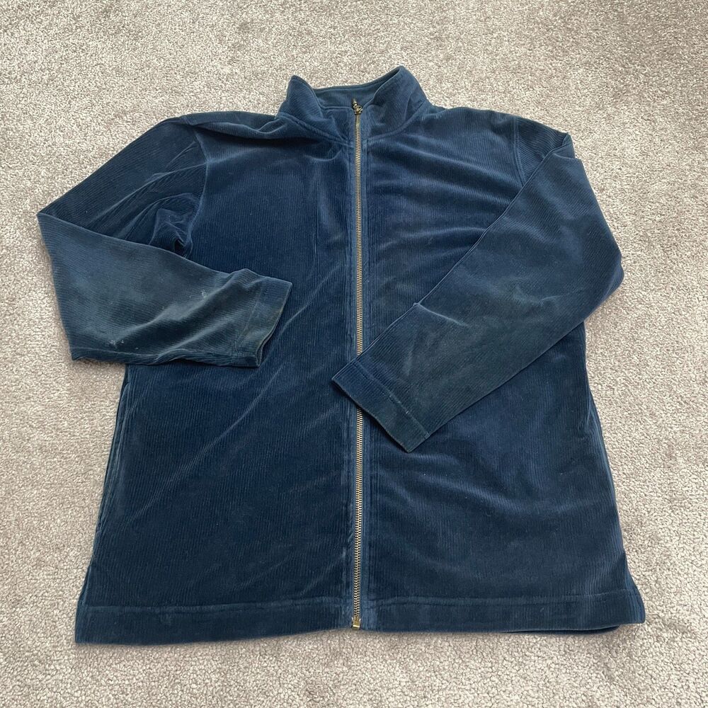 Jennifer Moore Corduroy Jacker Womens Petite Small Navy Blue Full Zip Casual